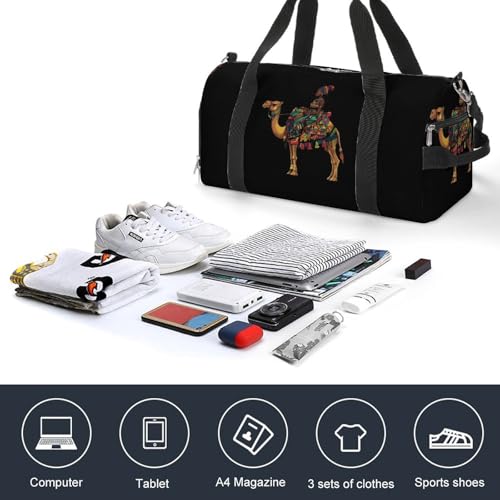 African Girl Sitting On Ca-mel Gym Bag Travel Duffle Bags Carry On Tote Weekender Bag Suitable for Men Women4