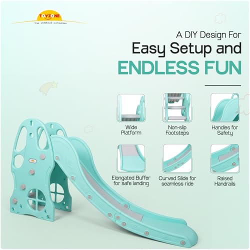 Image of Toyzone Space Window Slide for Kids | Baby Play Slide | Indoor & Outdoor Kids Slider | Easy Assembly | Safe Rounded Design | BIS Certified | Made in India | Kids Slide for 2-10 Years, Upto 70 kgs