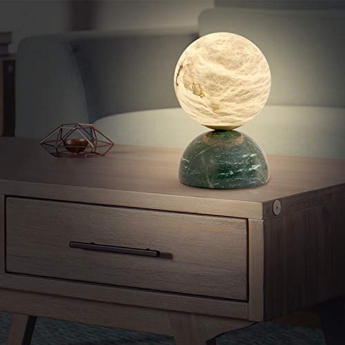 Pinyan Handcrafted Natural Alabaster Stone Globe Table Lamp With Marble Stand thumb #4