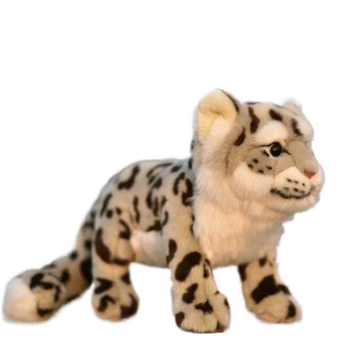 Peluche léopard des neiges réaliste fait main avec finitions haut de gamme pour collectionneur