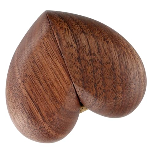 POPETPOP Boîte à Bague de Cœur Petite, en Bois de Noyer, pour Alliance Mariage, Porte-alliances Léger et Compact, Écrin à Bague de Demande en Mariage,...