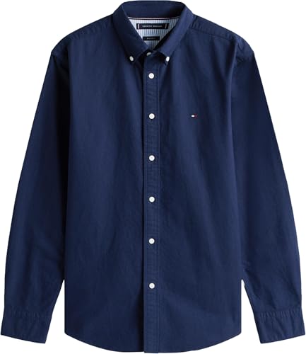 Tommy Hilfiger Herren Hemd Oxford Shirt Langarm, Blau (Preppy Navy/Desert Sky Solid), M – Ansicht 5