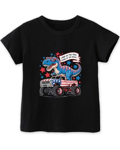 Habudda Boys 4th of July Shirt, Girls Kids Toddler USA Shirts, Red White and Blue American Flag Patriotic Tee 2T-8T
