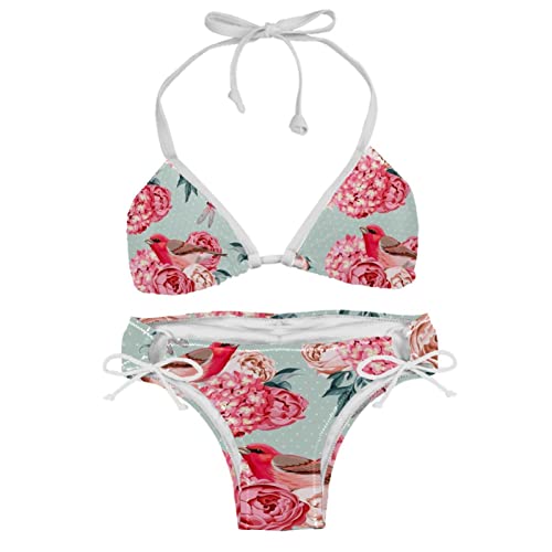 Bikini oiseau et fleur pour femme en taille unique M multicolore
