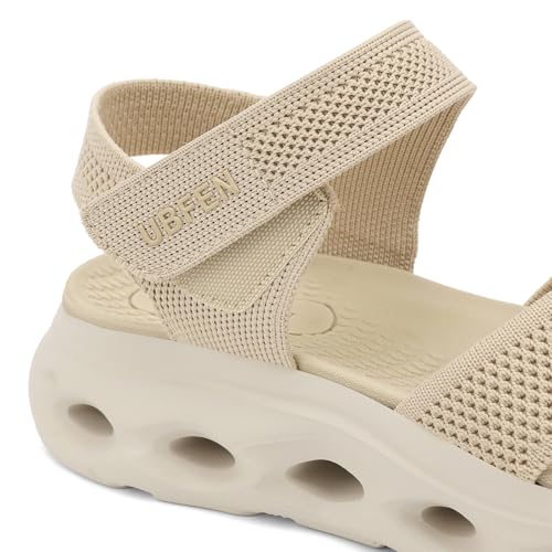 Image of UBFEN Womens Comfortable Walking Sandals with Cushioned Sole | Non-Slip Rocker Bottom, Arch Support, Adjustable Straps, Lightweight Water Sport Platform Summer