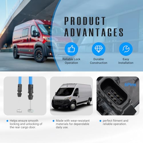 Image of NOVAPARTS Rear Cargo Door Latch Lock Actuator with Cable 68226175AB for 2014-2018 Ram ProMaster 1500 2500 3500 Cargo Van Door Lock 68169399AA 68226175AA 937932 937-932