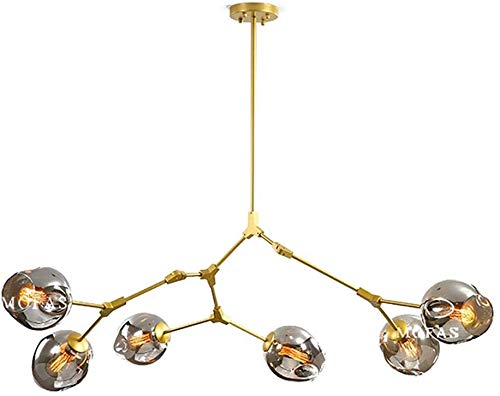 AMNOUR Chandelier E27 Nordic Glass Ball Chandelier Adjustable Height,Matte Black Sputnik Chandelier,E26 Metal Hand Blow Branches Pendant Light,79" Mid Century Globe Light Fixtures โ image 1