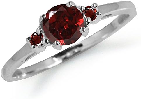 Silvershake Petite Natural Garnet White Gold Plated 925 Sterling Silver Promise Ring Size 6.5 Jewelry for Women and Teens