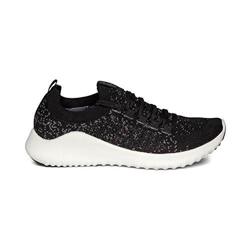 AetrexSneakers with Arch Support, Memory Foam Cushioning, Knit Upper, Comfortable for Walking (Black white, 36)