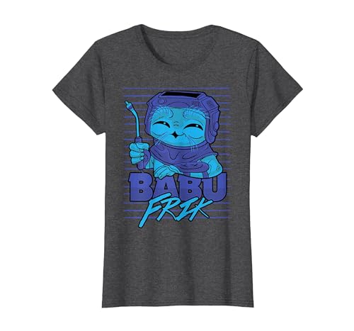 Star Wars: The Rise of Skywalker Babu Frik Blue Portrait T-Shirt, Women, Dark Heather Grey, Medium