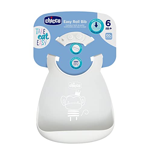 Chicco, Easy Roll Bib, Silicone Bib with Pocket and Adjustable Collar, Soft, Practical, Waterproof - Image 2