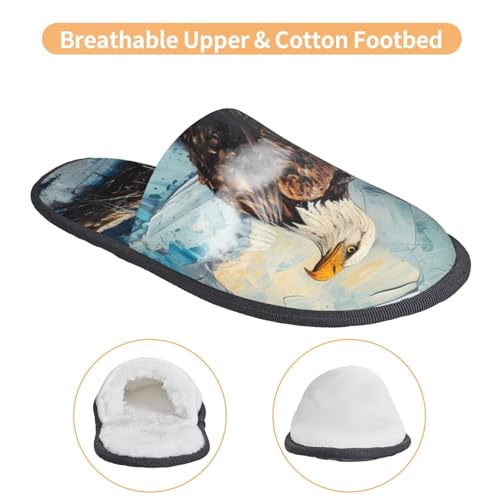Iceberg Bald Eagle Print Women Slippers Home Furry Shoes Keep Men Couples Shoes Warm For Women-4