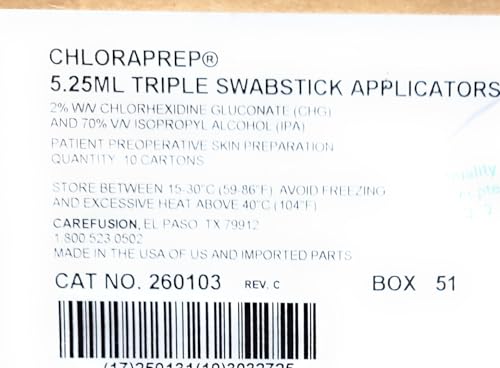BD 260103 Carefusion Chloraprep Swabstick Applicator, Triple (Pack of 400)
