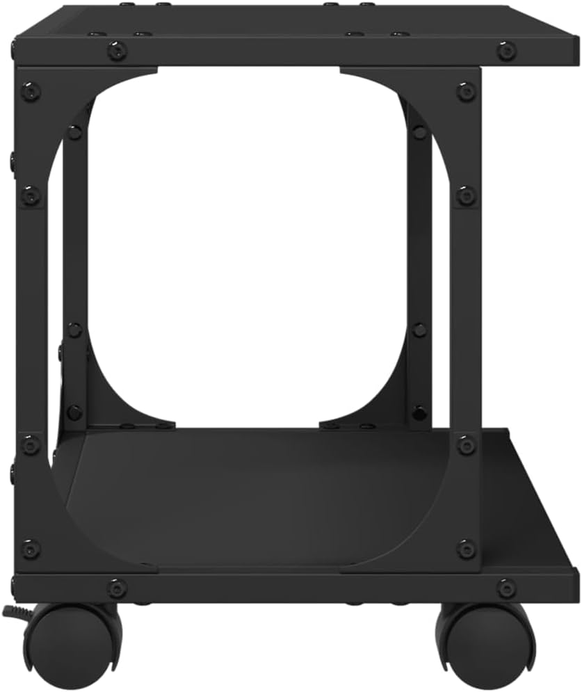vidaXL Printer Stand 2-Tier, Computer Printer Table with Storage, File Organizer for Home Office, Printer Cart, Black Engineered Wood