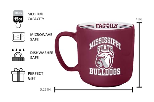 Image of Logo Brands NCAA Mississippi State Bulldogs 15oz Stripe Mug - Team Logo, Inside Print, Standard Handle, Microwave & Dishwasher Safe