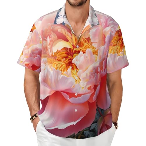 Chemise d'été homme douce finis les vêtements rigides avec ce motif pivoine