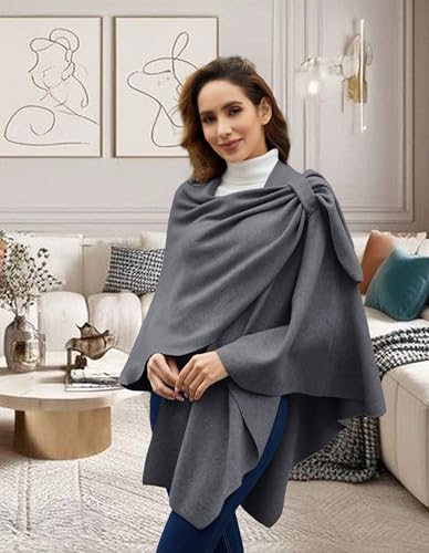 Image of PULI Womens Cross Front Poncho Shawl Wrap Elegant Wedding Formal Gift