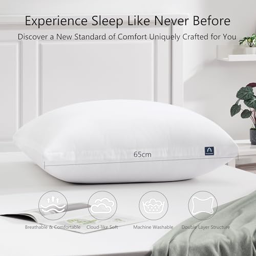 Image of ACCURATEX Euro Pillows 26x26, Adjustable Shredded Memory Foam Pillow | Hybrid memory foam & down alternative pillow for neck pain relief. Adjustable loft for side, back & stomach sleepers