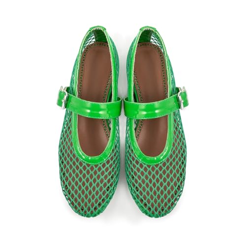Fandimeier Mesh Ballet Flats for Women Fishnet Comfy Buckle Strap Ballerina Dressy Daily Flat Shoes2