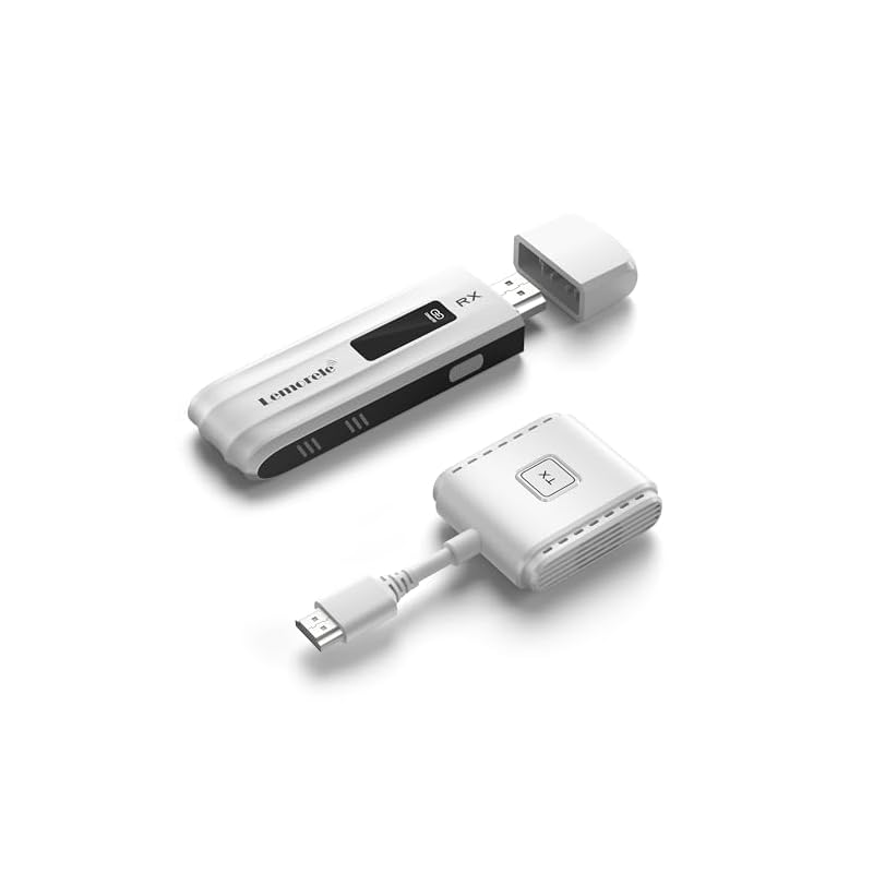 Lemorele 5G 50M Wireless HDMI Transmitter & Receiver, Support 8TX to 1RX, Wireless HDMI Transmitter FHD for Transmit Video from Laptop/PC to HDTV (HDM