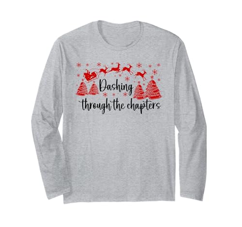 Bookish Christmas Books Lover Santa Reading One More Chapter Long Sleeve T-Shirt