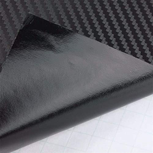 Image of WISDOM 3D Black Carbon Fiber Vinyl Wrap Adhesive Sheet Roll Vinyl Sticker Tape for Cars Auto and Motorcycle DIY, Decoration Crafts (24 inch x 360)