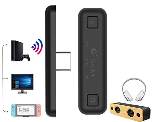 Ronnie Air Adaptateur Bluetooth pour Nintendo Switch/Switch Lite/ PS4/ PC, USB Type-C Transmetteur Audio sans Fil avec aptX Faible Latence (Noir)