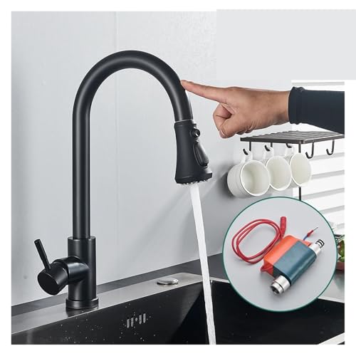 Grifo con sensor externo negro y control de temperatura para cocina moderna 5
