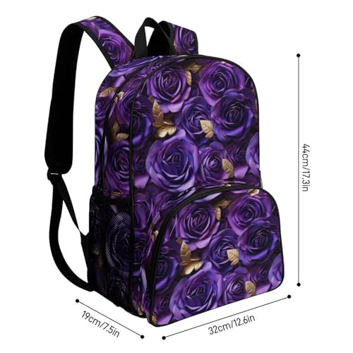 Purple Roses Large Capacity Bag Laptop Daypack Tablet Backpack for Women Men2