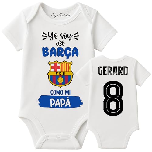 Enzo Details Body bebé barcelona personalizado | 100% Algodón | Personalizado a tu gusto | Manga larga/corta | Regalos para bebés (0-3M)
