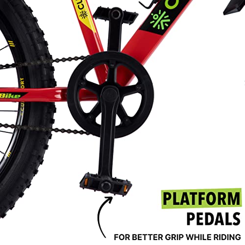 Image of CULTSPORT by Cult Dauntless 26 inch Single Speed Mountain Bike (Cycle /Bicycle) with Front Suspension and Dual Disc Brake, Cycling Event, Ride Tracking App | Ideal for 13+ Years, Red