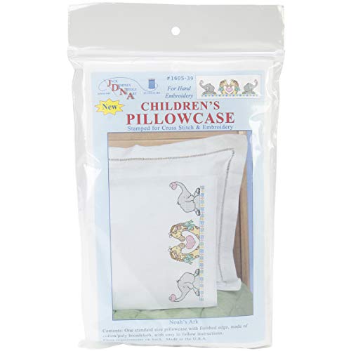 Jack Dempsey Needle Art 160539 Children's Pillowcase, Noah's Ark with Perle Edge Finish, 20-Inch by 30-Inch, White
