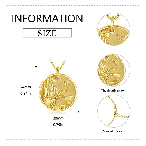 Coin Aphrodite Necklace Gold Plated Vintage Coin Pendant Round Circle Disk Dainty Necklace for Women4