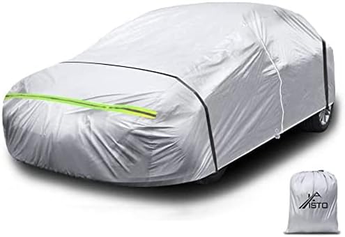 Car Cover Waterproof All Weather for Automobiles 6 Layers Outdoor Sedan Car Full Exterior Cover Windproof Dustproof Rain Snow Sun UV Protection with Zipper Universal Automotive (177" to 187") L