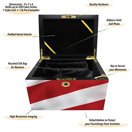 Image of Flag Cremation Urns for Human Ashes Adult Male Chest Urns for Ashes