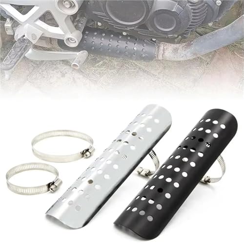 Protector térmico de escape para silenciador de moto con abrazadera de 2-7 cm negro 3