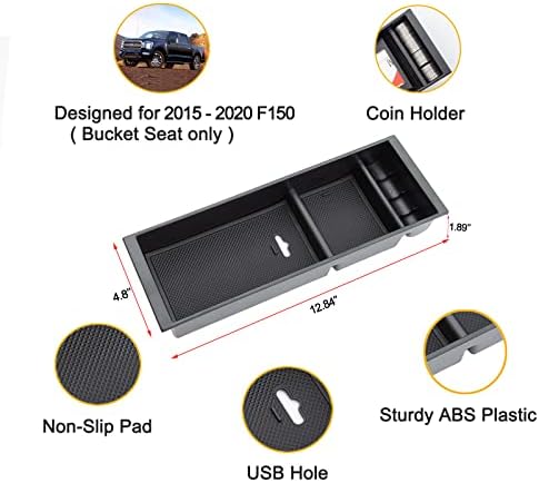 JDMCAR Center Console Armrest Insert Organizer ABS Tray Pallet Storage Box Container Compatible for Ford F150 2015 2016 2017 2018 ââ‚¬