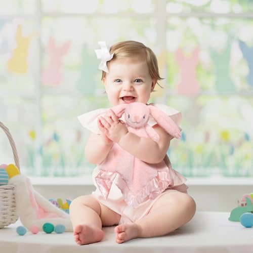 Image of Baby Security Blanket Soft Plush Baby Bunny Snuggle Toy Lovely Stuffed Animals Shower Gift for Boys Girls Newborn Infants, Pink 16 Inch