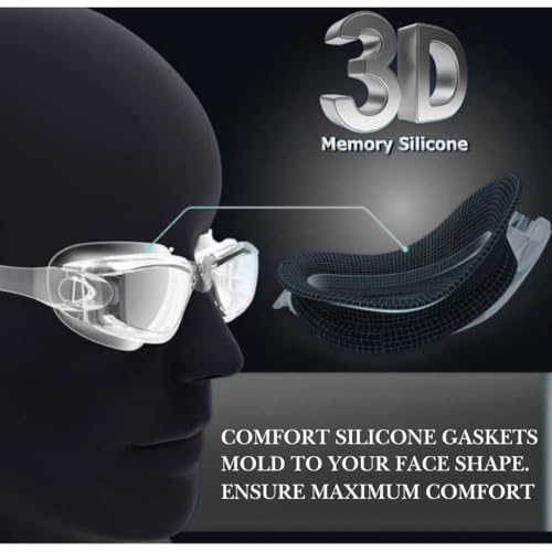 Image of First Lens Swimming Goggle For Men & Women Anti-fog, UV protection, Crystal clear vision under water - Silver Goggle 013 plano