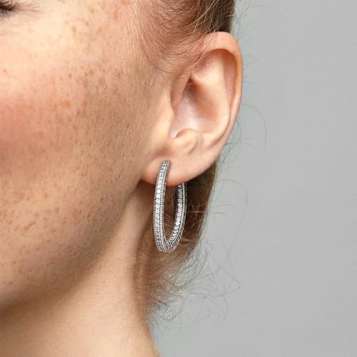 PANDORA Sparkle & Hearts Hoop Earrings - Elegant Earrings for Women - Great Gift for Her - Made with Sterling Silver & Cubic Zirconia3
