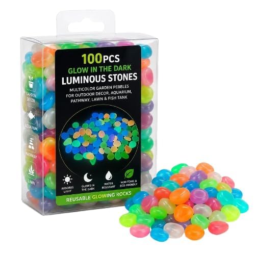 100PCS Glow in The Dark Luminous Stones – Multicolor Garden Pebbles for Outdoor Decor, Aquarium, Pathway, Lawn & Fish Tank | Reusable Glowing Rocks (Mix Colors)-image-28