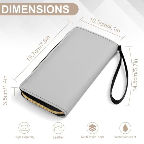 Fashion Decor Wallet, Long PU Zipper Wallet, Travel Purse Fashion Design, Huge Storage Capacity Purse With Rope Grey White2