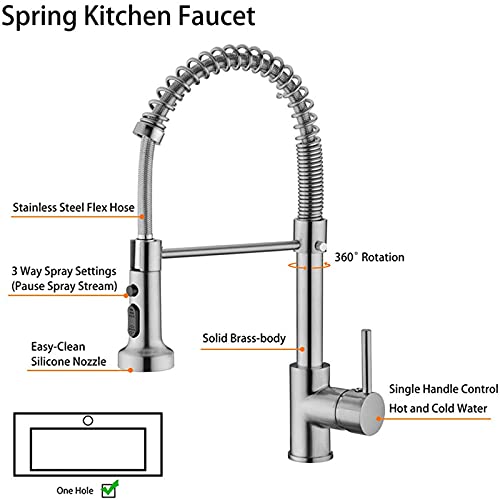 Évier de cuisine à ressort avec robinet mitigeur extractible eau chaude