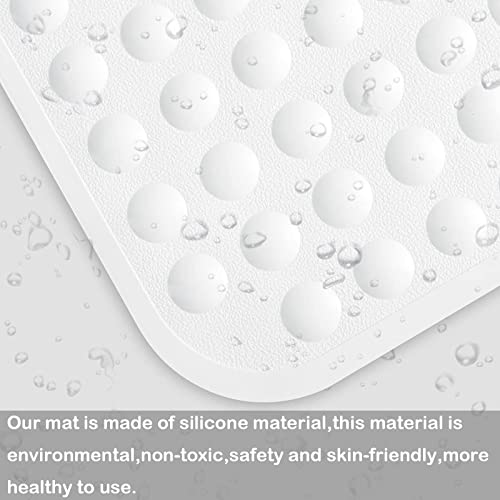 Yanzifly Bathtub Mat Non Slip Bath Mat For Tub Silicone Soft & Safe, Bath Tub Mat Non Slip Shower Mats, Suction Cups Bath Tub Anti Slip Matt For Kids Elderly Non Toxic, Machine Washable-White #TOP1