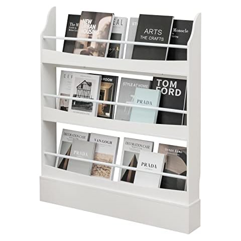 COSTWAY 3-Tier Kids Bookcase with Anti-toppling Device Cover