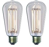 Bulbrite 776667 7W 2700K LED7ST18/27K/FIL/2 LED ST18 Light Bulb with Medium/Standard Base, Warm Whit