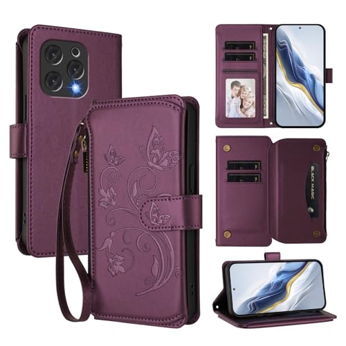 Cover Compatibile con Doogee N55 Plus 4G con N55 Pro Cordinoã€5 Portacarteã€ã€Portafoglio a cernieraã€ã€Chiusura magnetica〠Stand Flip Custodia Violet