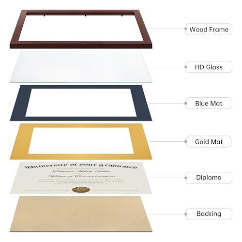 Image of upsimples Diploma Frame with HD Glass, 11x14 Mahogany, 1 Pack