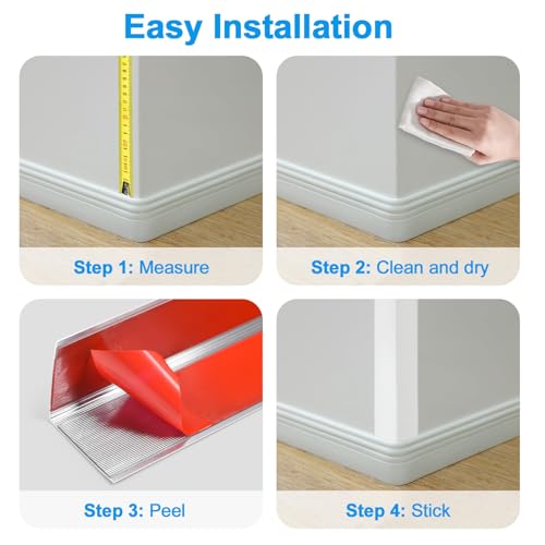 Image of 4Pack Aluminum Metal Corner Protector, 45″x 2″ Peel and Stick L Molding Corner Guards with 90 Angle, for Wall Door Frame Cabinet Furniture Baseboard Protection and Decoration (Silver)
