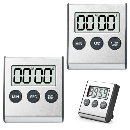 YdseozOA Temporizador digital de 2 unidades con alarma fuerte, temporizador de cocina digital con soporte magnético e interruptor de encendido/apagado, alarma de cocina, aprendizaje, deporte